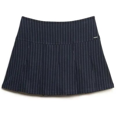 Minirock Damen Superdry Pinstripe Pleat Bleu L female Minirock Damen Superdry Pinstripe Pleat Bleu L female