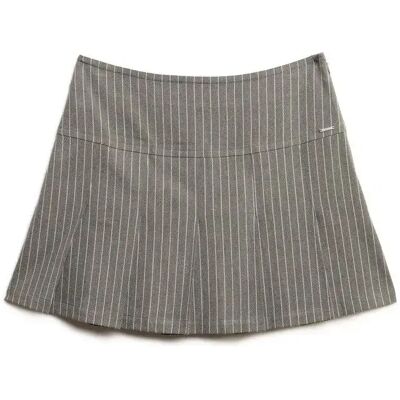 Minirock Damen Superdry Pinstripe Pleat Gris M female Minirock Damen Superdry Pinstripe Pleat Gris M female