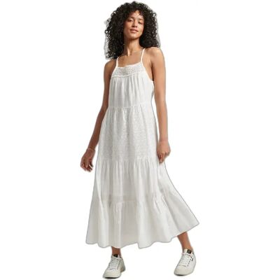 Langes Camisole-Kleid mit Spitze Frau Superdry Vintage Blanc S female Langes Camisole-Kleid mit Spitze Frau Superdry Vintage Blanc S female