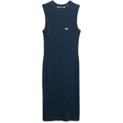 Eng anliegendes, halblanges, geripptes Kleid, Damen Superdry Bleu XS female Eng anliegendes, halblanges, geripptes Kleid, Damen Superdry Bleu XS female
