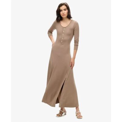 Halblanges, halbknopfbares Kleid für Frauen Superdry Marron XS female Halblanges, halbknopfbares Kleid für Frauen Superdry Marron XS female