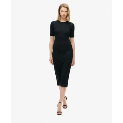 Lange Jersey Kleid für Frauen Superdry Noir XS female Lange Jersey Kleid für Frauen Superdry Noir XS female