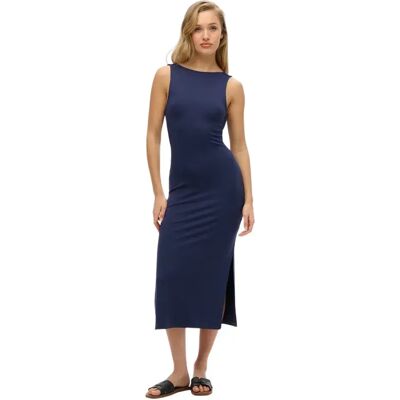 Damen Midikleid mit drehbarem Rückenteil aus Jersey Superdry Bleu L female Damen Midikleid mit drehbarem Rückenteil aus Jersey Superdry Bleu L female