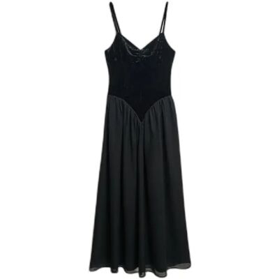Damen Midikleid mit Korsett aus Samt Superdry Noir M female Damen Midikleid mit Korsett aus Samt Superdry Noir M female