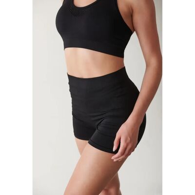 Tombo TL301 Schwarze Nahtlose Hoch Taille Shorts - Shorts Tombo TL301 Schwarze Nahtlose Hoch Taille Shorts - Shorts