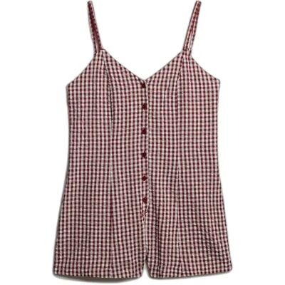 Vichy-Karohosenanzug für Damen Superdry Rouge S female Vichy-Karohosenanzug für Damen Superdry Rouge S female