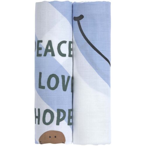 Lässig Mulltücher 2er Set 120 x 120 cm - Happy Rascals, Himmelblau