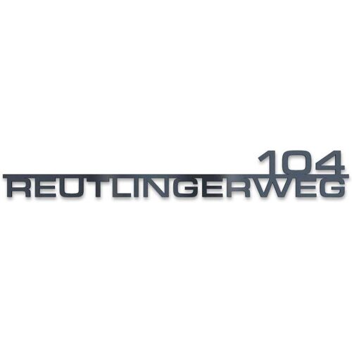 Metzler Edelstahl Schriftzug mit Straße & Hausnummer RAL 7016 Anthrazitgrau 38 cm Oskar