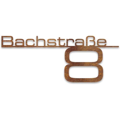 Metzler Cortenstahl Schriftzug mit Straße & Hausnummer Rost 38 cm Bach