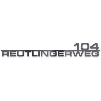 Metzler Edelstahl Schriftzug mit Straße & Hausnummer DB 703 Eisenglimmer 600 mm Oskar Metzler Edelstahl Schriftzug mit Straße & Hausnummer DB 703 Eisenglimmer 600 mm Oskar