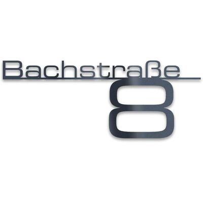 Metzler Edelstahl Schriftzug mit Straße & Hausnummer RAL 7016 Anthrazitgrau 120 cm Bach Metzler Edelstahl Schriftzug mit Straße & Hausnummer RAL 7016 Anthrazitgrau 120 cm Bach