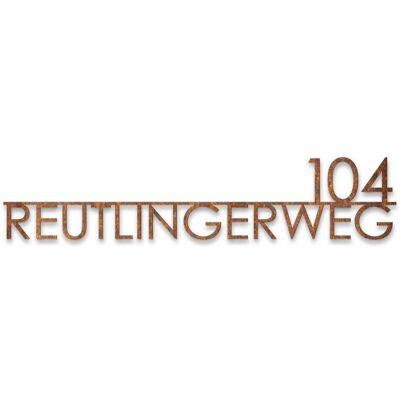 Metzler Cortenstahl Schriftzug mit Straße & Hausnummer Rost 60 cm Edvin Metzler Cortenstahl Schriftzug mit Straße & Hausnummer Rost 60 cm Edvin