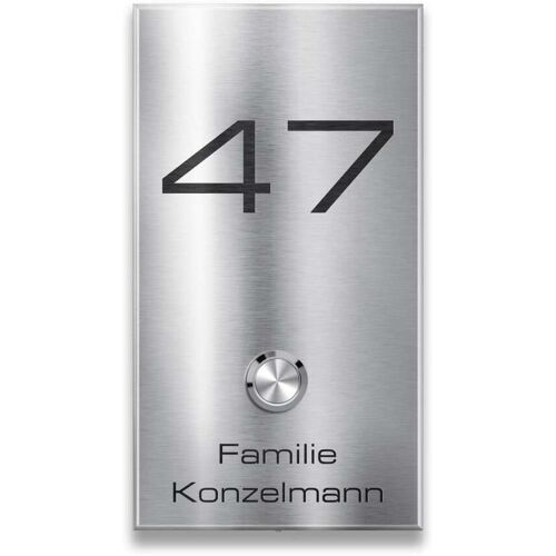 Metzler Funkklingel mit Gravur und Hausnummer Edelstahl gebürstet Alan
