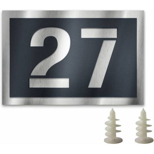 Metzler Hausnummernschild aus Edelstahl für WDVS-Fassade