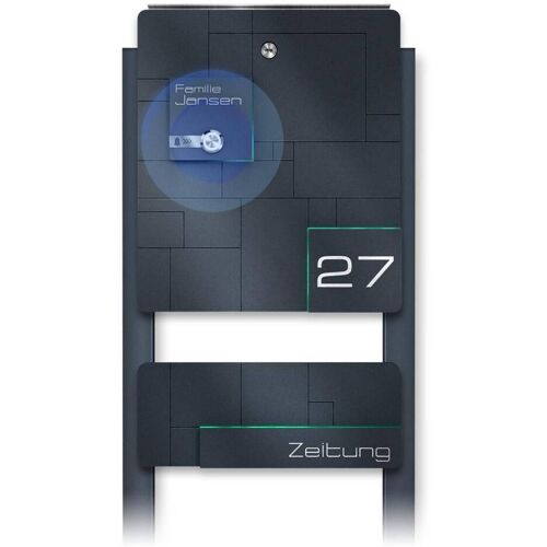 Metzler Standbriefkasten Funkklingel Anthrazit Edelstahl Gravur optional 02