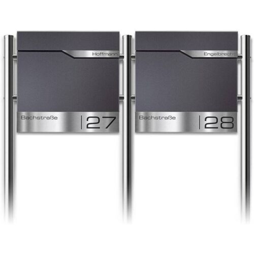 Metzler Edelstahl Standbriefkasten Mehrfamilienhaus Eisenglimmer DB703 Lasergravur   Siebert