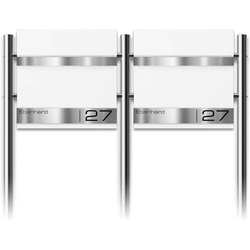 Metzler Edelstahl Standbriefkasten Mehrfamilienhaus Verkehrsweiß RAL9016 Stencil