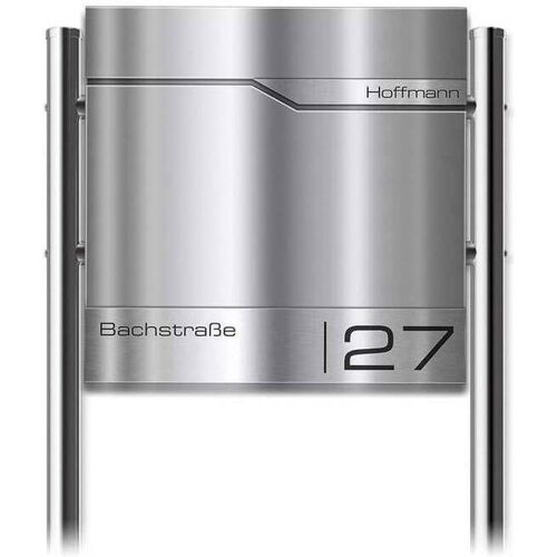 Metzler Standbriefkasten mit hochwertigem Stahlkorpus und gebürsteter Edelstahlfront Siebert