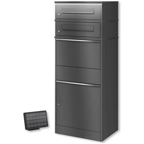 Metzler Paketbox mit 2 Briefkästen LED zweifacher Briefeinwurf Eisenglimmer Bispo