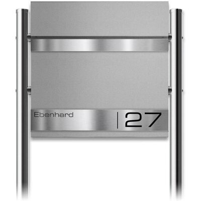 Metzler Standbriefkasten in Graualuminium und Gravur aus Edelstahl Stencil Metzler Standbriefkasten in Graualuminium und Gravur aus Edelstahl Stencil