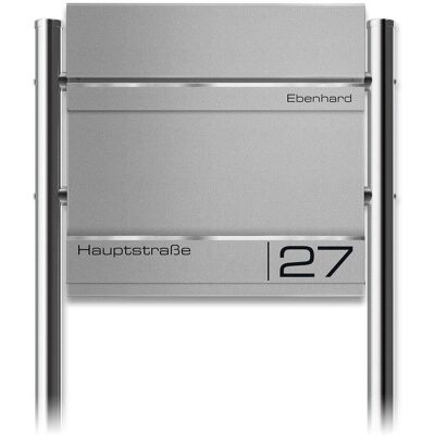 Metzler Standbriefkasten Standfuß aus Edelstahl mit Lasergravur RAL 9007 Graualuminium Hermann Metzler Standbriefkasten Standfuß aus Edelstahl mit Lasergravur RAL 9007 Graualuminium Hermann