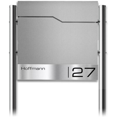 Metzler Standbriefkasten mit Edelstahl-Namensschild und Edelstahl-Ständer RAL 9007 Graualuminium Enno Metzler Standbriefkasten mit Edelstahl-Namensschild und Edelstahl-Ständer RAL 9007 Graualuminium Enno