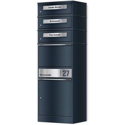 Metzler Paketbox mit 3 Briefkästen personalisiert mit Gravur Edelstahl-Namensschild mit Briefeinwurf Anthrazit Bispo 2 Metzler Paketbox mit 3 Briefkästen personalisiert mit Gravur Edelstahl-Namensschild mit Briefeinwurf Anthrazit Bispo 2