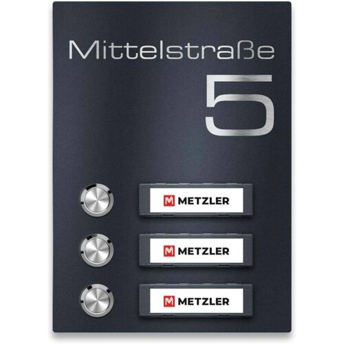 Metzler Funkklingel Anthrazit austauschbare Namensschilder Tara Slim M3