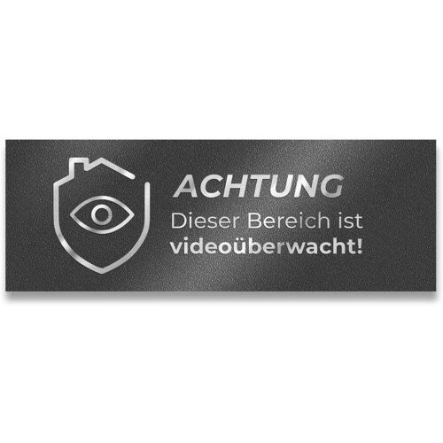 Metzler Hinweisschild aus Edelstahl Achtung Dieser Bereich ist Videoüberwacht Eisenglimmer DB 703