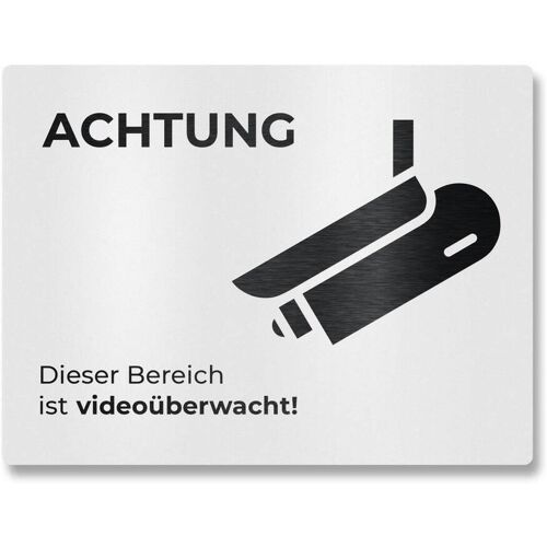 Metzler Hinweisschild aus Edelstahl - Dieser Bereich ist videoüberwacht RAL 9016 Verkehrsweiß