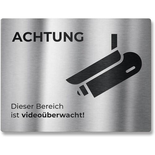Metzler Hinweisschild aus Edelstahl - Dieser Bereich ist videoüberwacht Edelstahl gebürstet
