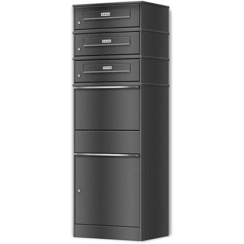 Metzler Paketbox dreifacher Briefeinwurf mit austauschbaren Namensschildern Eisenglimmer für Pakete bis zur Größe M Bispo RE