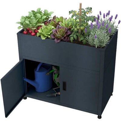 Metzler Hochbeet mit Stauraum Pulverbeschichtet in Anthrazit RAL 7016 100 x 90 x 50 cm Metzler Hochbeet mit Stauraum Pulverbeschichtet in Anthrazit RAL 7016 100 x 90 x 50 cm