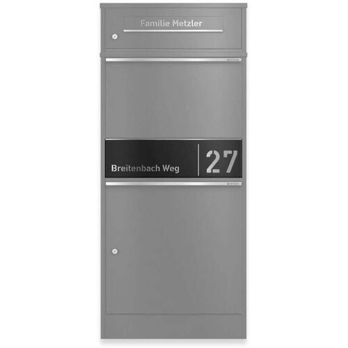 Metzler Ersatz Gravurplatte aus Edelstahl passend zur Paketbox Taren Schwarz