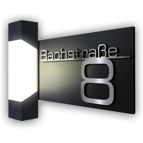 Metzler & EGLO LED Außenleuchte Anthrazit Edelstahl Schriftzug Steinbach