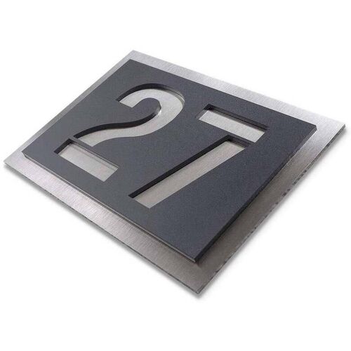 Metzler Hausnummernschild aus Edelstahl in Anthrazit