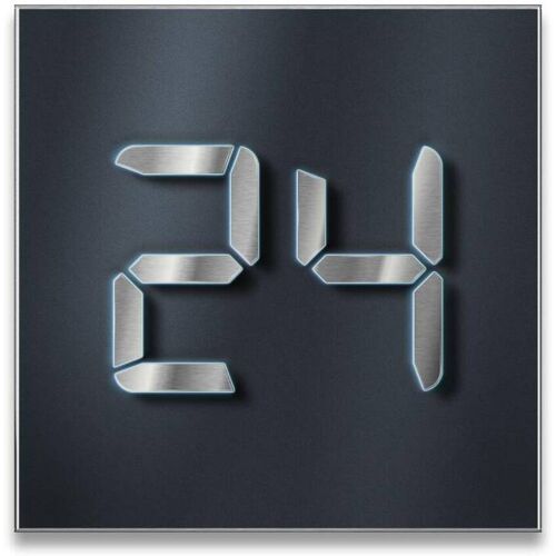 Metzler LED-beleuchtetes Hausnummernschild mit digitalen Ziffern aus Edelstahl