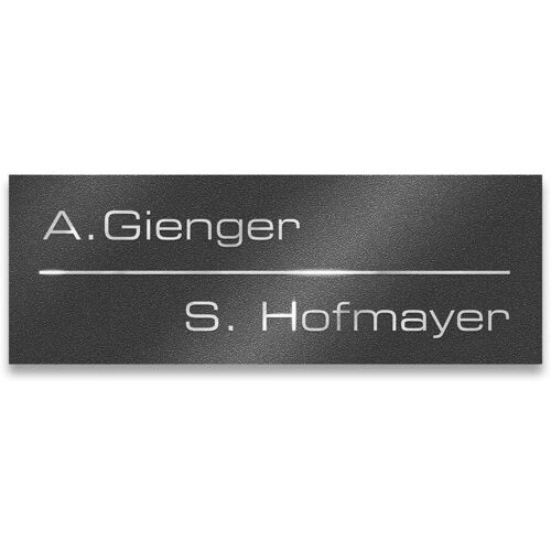 Metzler Namensschild aus Edelstahl in Eisenglimmer mit Lasergravur
