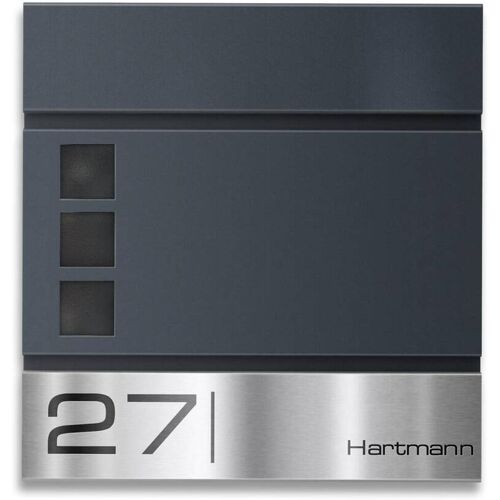 Metzler Briefkasten Anthrazit RAL7016 Stahl Sichtfenster Oltmann