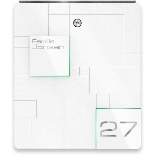 Metzler Briefkasten Schneeweiß Edelstahl Gravur optional 02
