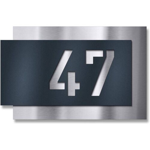 Metzler modernes Hausnummernschild Edelstahl Anthrazit