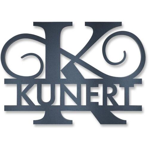 Metzler Personalisiertes Monogramm Anthrazit RAL7016 Namenszeichen 55 x 80 cm keine Befestigung