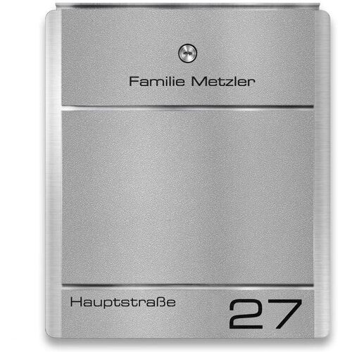 Metzler Briefkasten aus Edelstahl personalisiert mit Gravur Zeitungsfach optional Grau Moris