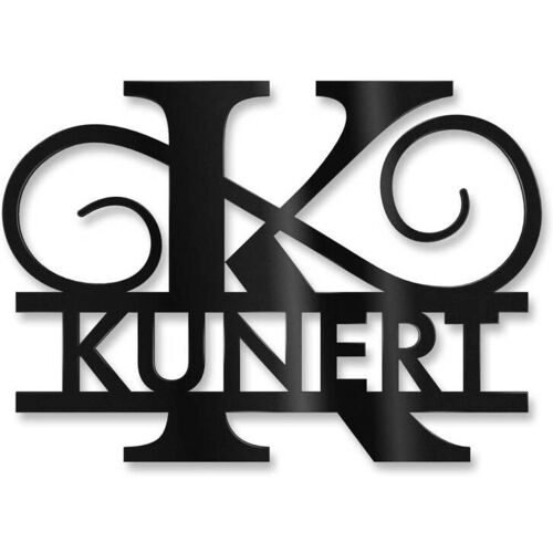 Metzler Personalisiertes Namensschild mit Monogramm in Tiefschwarz RAL 9005 55 x 80 cm Steckdübel