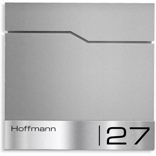 Metzler Briefkasten mit Edelstahl-Namensschild RAL 9007 Graualuminium Enno
