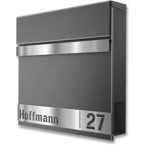 Metzler Briefkasten mit personalisierbarer Blende aus Edelstahl DB 703 Eisenglimmer Gustav