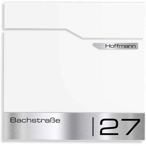 Metzler Briefkasten mit Namensschild aus Edelstahl RAL 9016 Verkehrsweiß Thobe