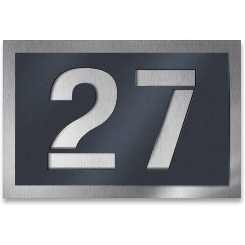 Metzler Hausnummernschild aus Edelstahl RAL 7016 Anthrazitgrau 21,5 x 15 cm