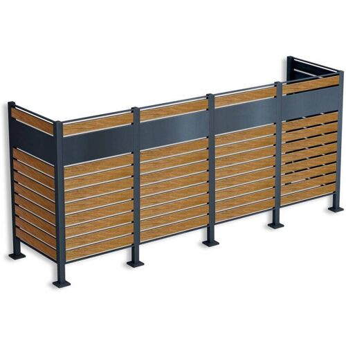 Metzler Sichtschutz Mülltonnenzaun für vier Mülltonnen rostfrei und massiv Holzoptik