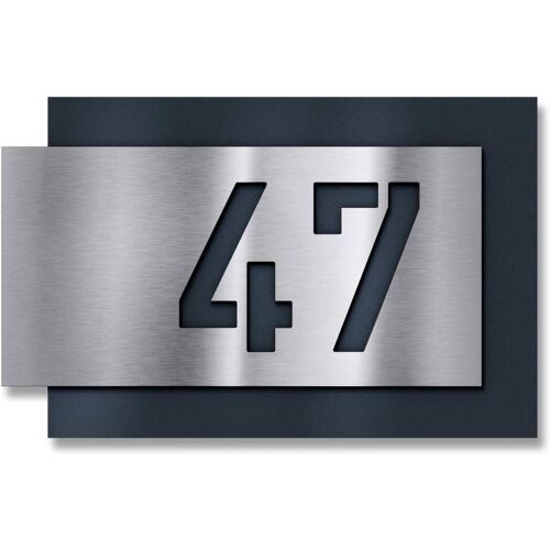 Metzler modernes Hausnummernschild Anthrazit Edelstahl 17,1 x 11 cm